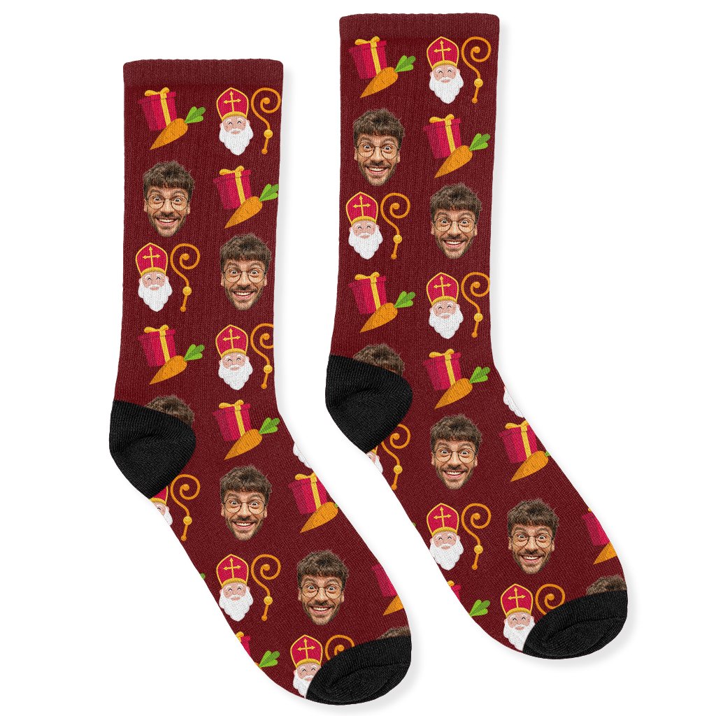 Gepersonaliseerde Sokken met Foto | Sinterklaas Wortel en Cadeau - Funnysokken.nl