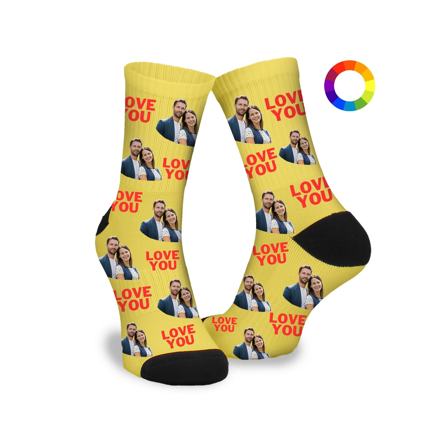 Gepersonaliseerde Sokken met eigen foto | Love you | Valentijn - Funnysokken.nl