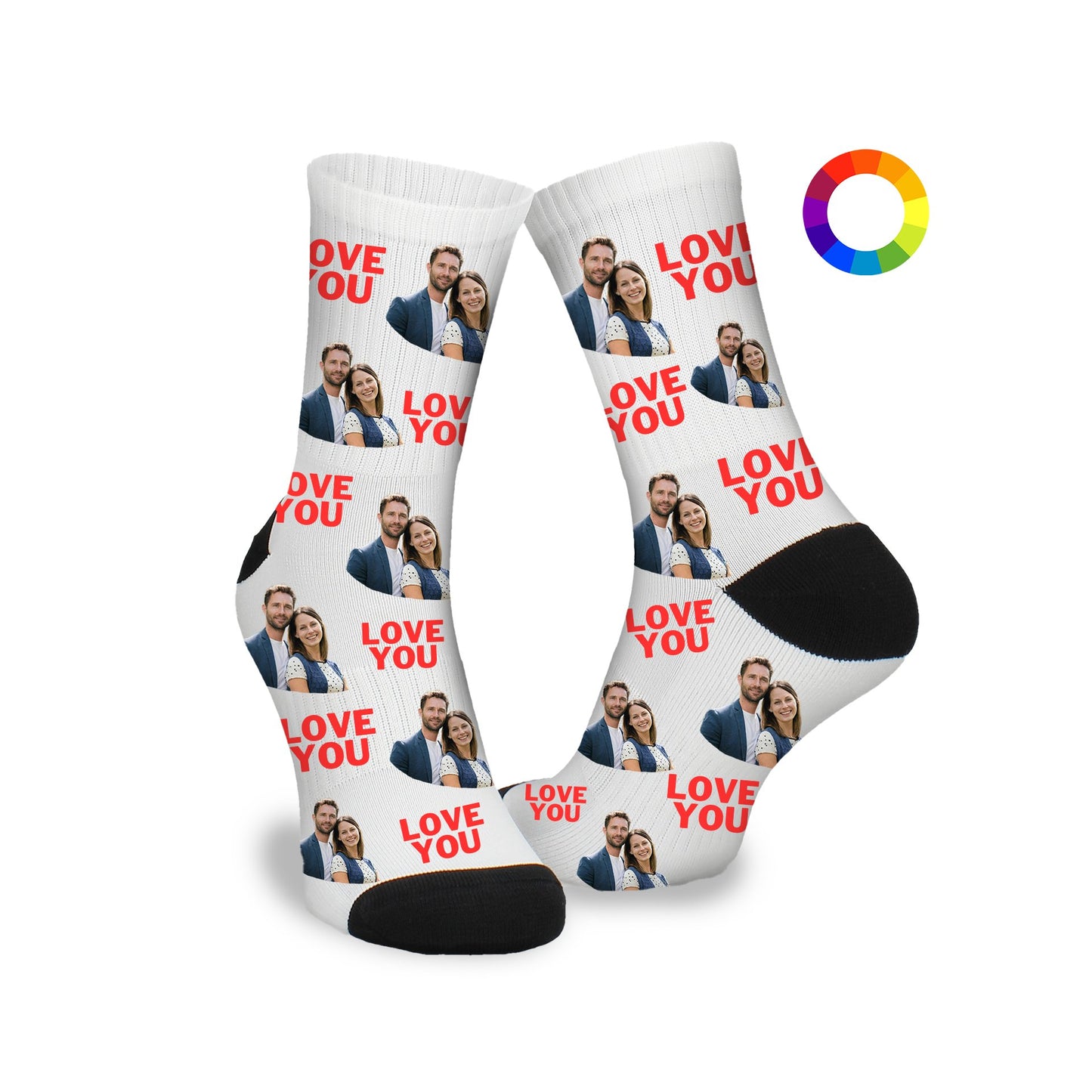 Gepersonaliseerde Sokken met eigen foto | Love you | Valentijn - Funnysokken.nl