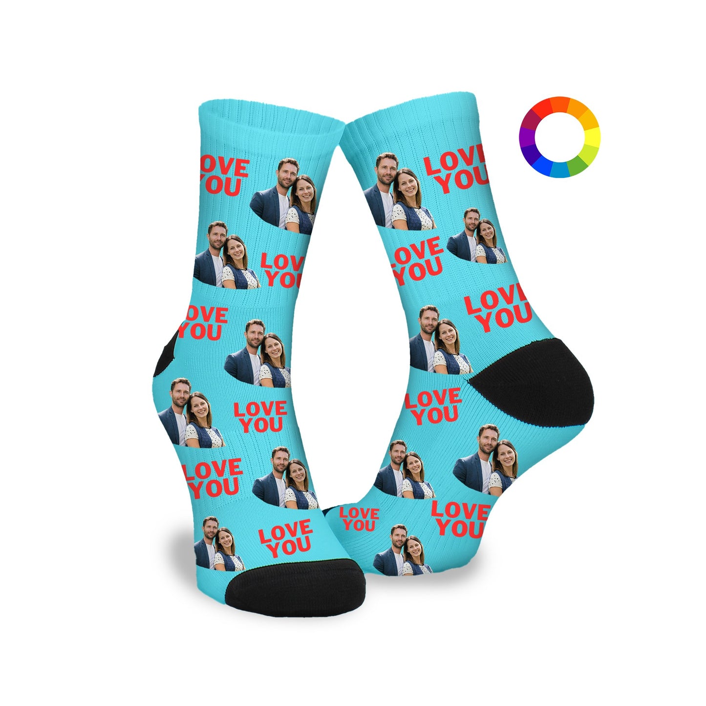 Gepersonaliseerde Sokken met eigen foto | Love you | Valentijn - Funnysokken.nl
