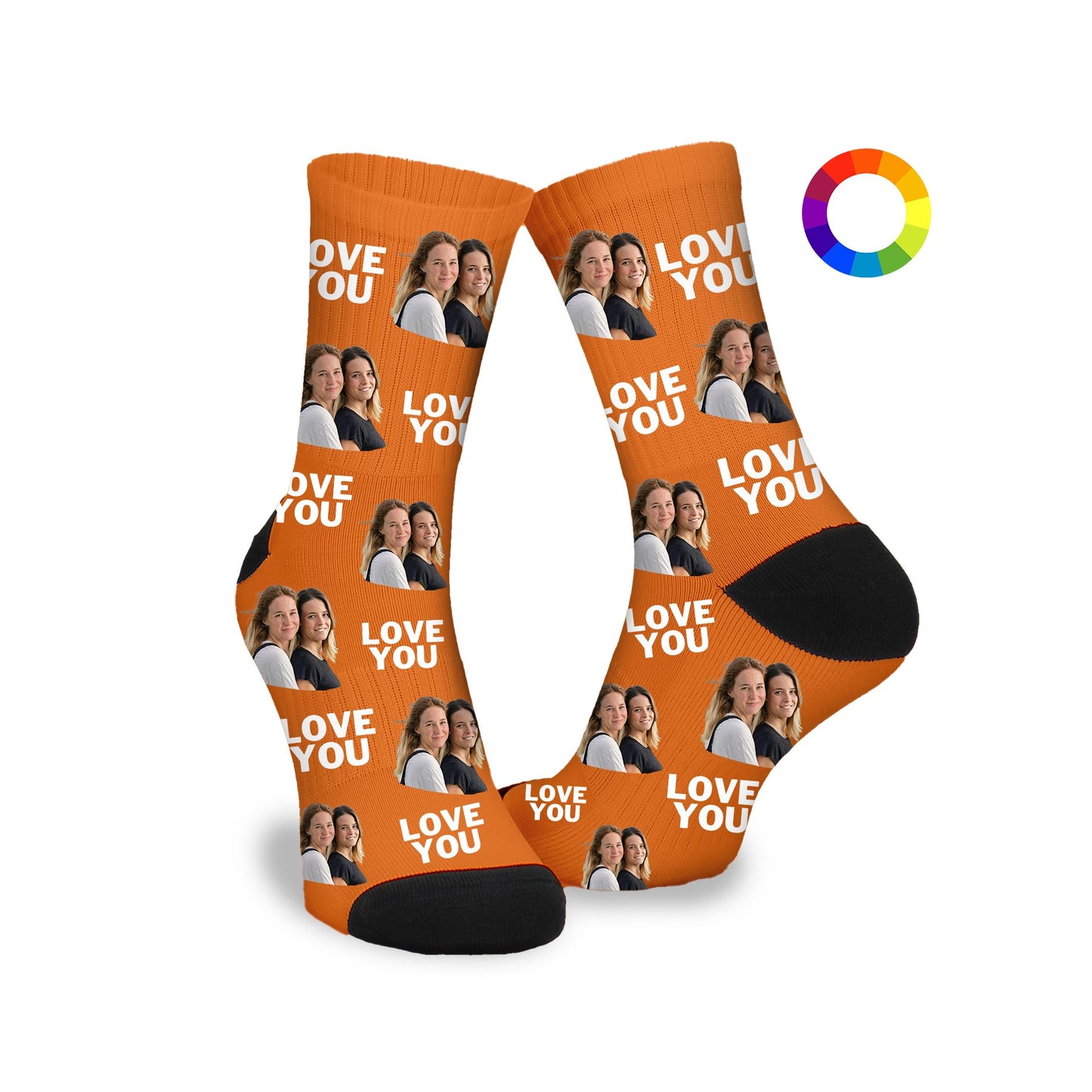 Gepersonaliseerde Sokken met eigen foto | Love you | Valentijn - Funnysokken.nl