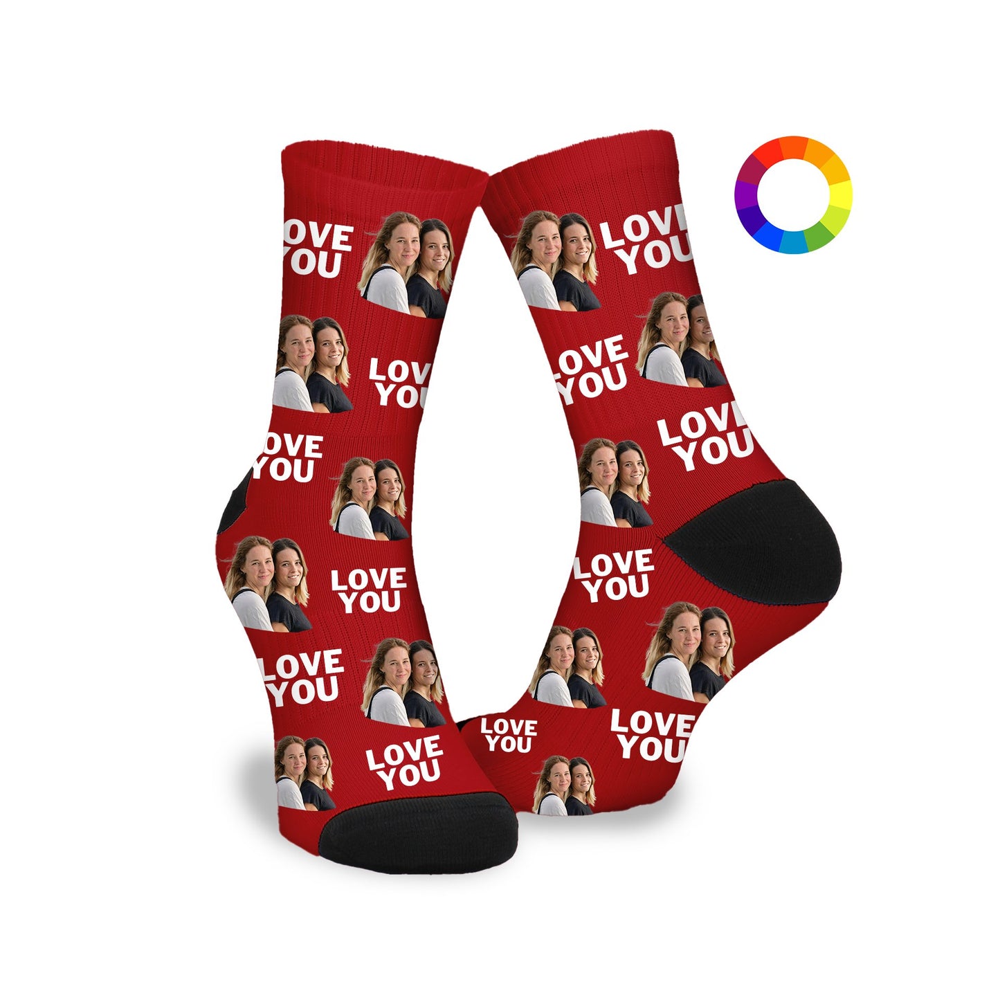 Gepersonaliseerde Sokken met eigen foto | Love you | Valentijn - Funnysokken.nl
