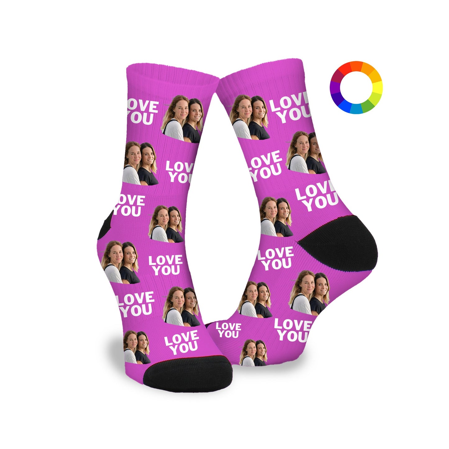 Gepersonaliseerde Sokken met eigen foto | Love you | Valentijn - Funnysokken.nl