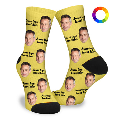 Gepersonaliseerde Sokken met eigen foto | bedrijfssokken met je eigen logo - Funnysokken.nl