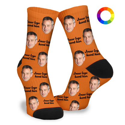 Gepersonaliseerde Sokken met eigen foto | bedrijfssokken met je eigen logo - Funnysokken.nl