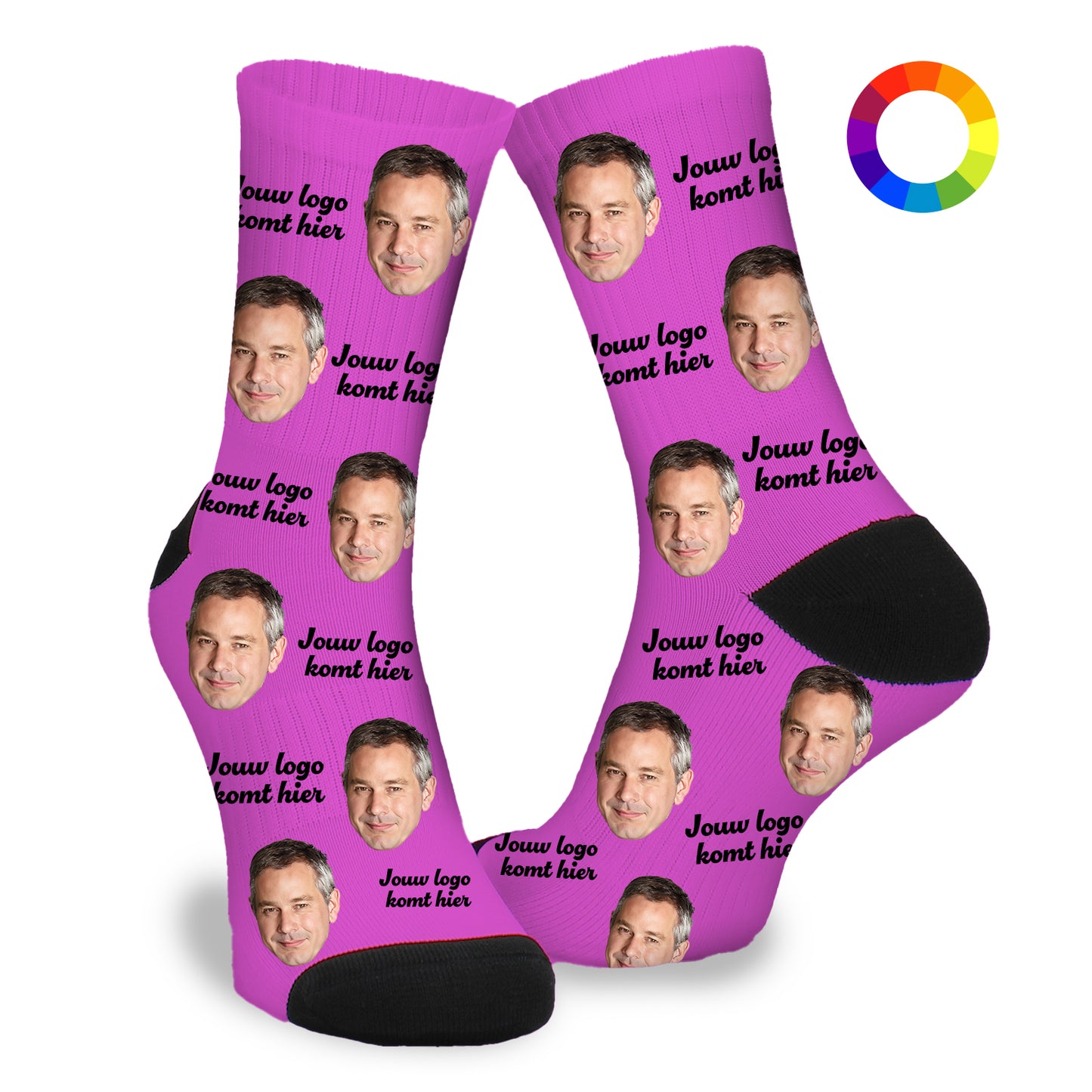 Gepersonaliseerde Sokken met eigen foto | bedrijfssokken met je eigen logo - Funnysokken.nl