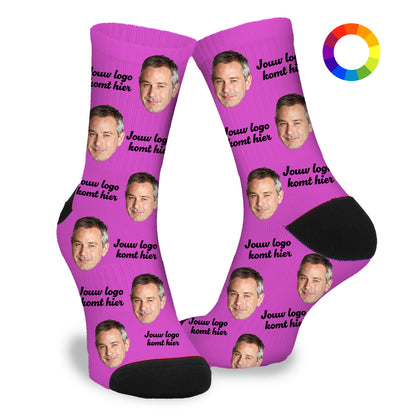 Gepersonaliseerde Sokken met eigen foto | bedrijfssokken met je eigen logo - Funnysokken.nl