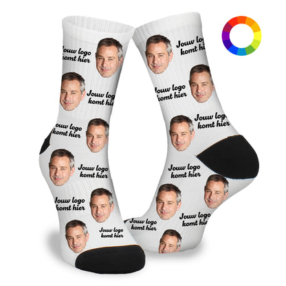 Gepersonaliseerde Sokken met eigen foto | bedrijfssokken met je eigen logo - Funnysokken.nl