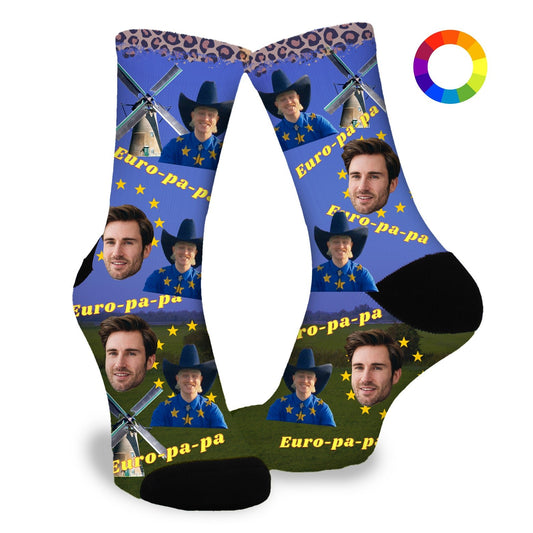 Gepersonaliseerde Sokken met eigen foto | europapa sokken - Funnysokken.nl
