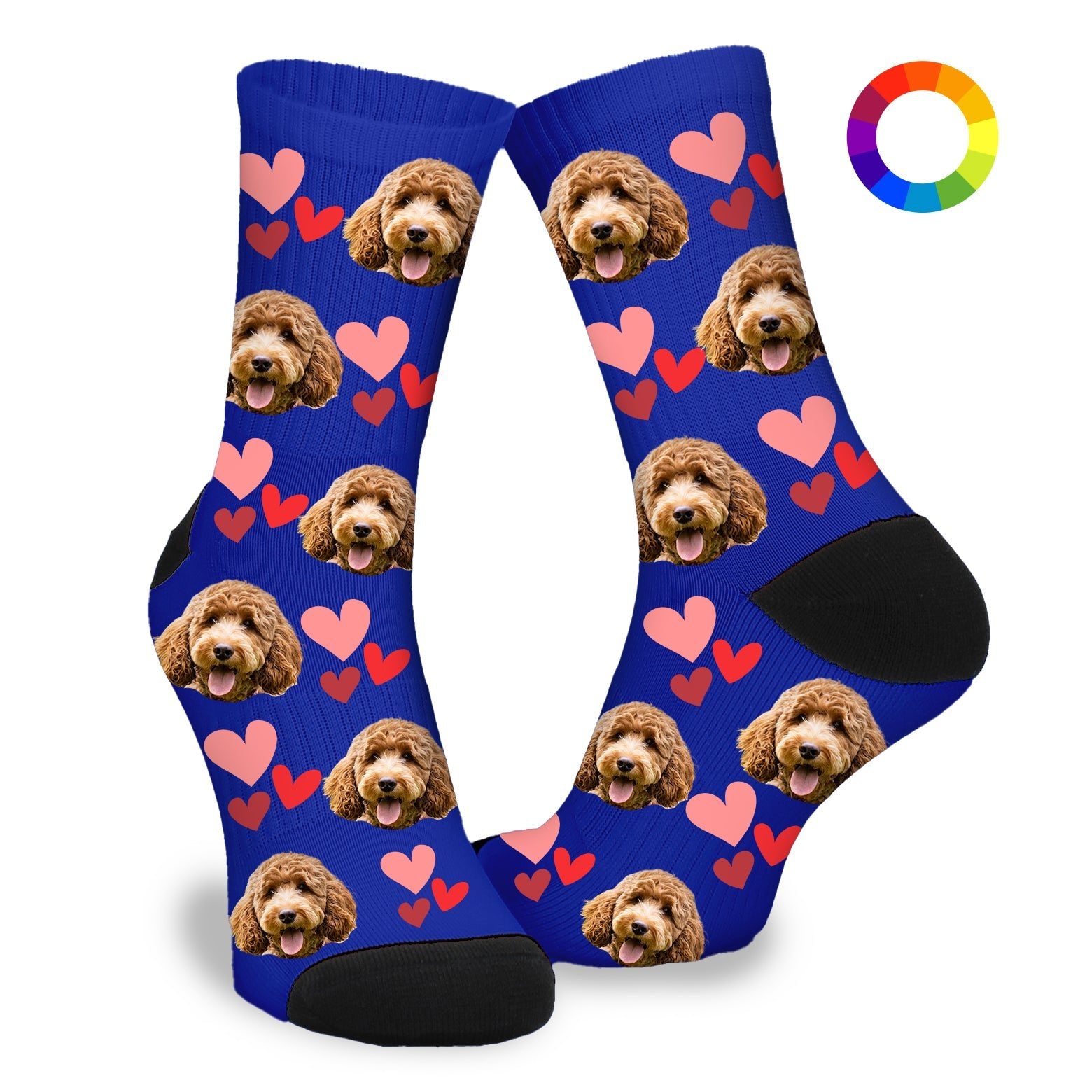 Gepersonaliseerde Sokken met eigen foto | Hond | Hartjes - Funnysokken.nl