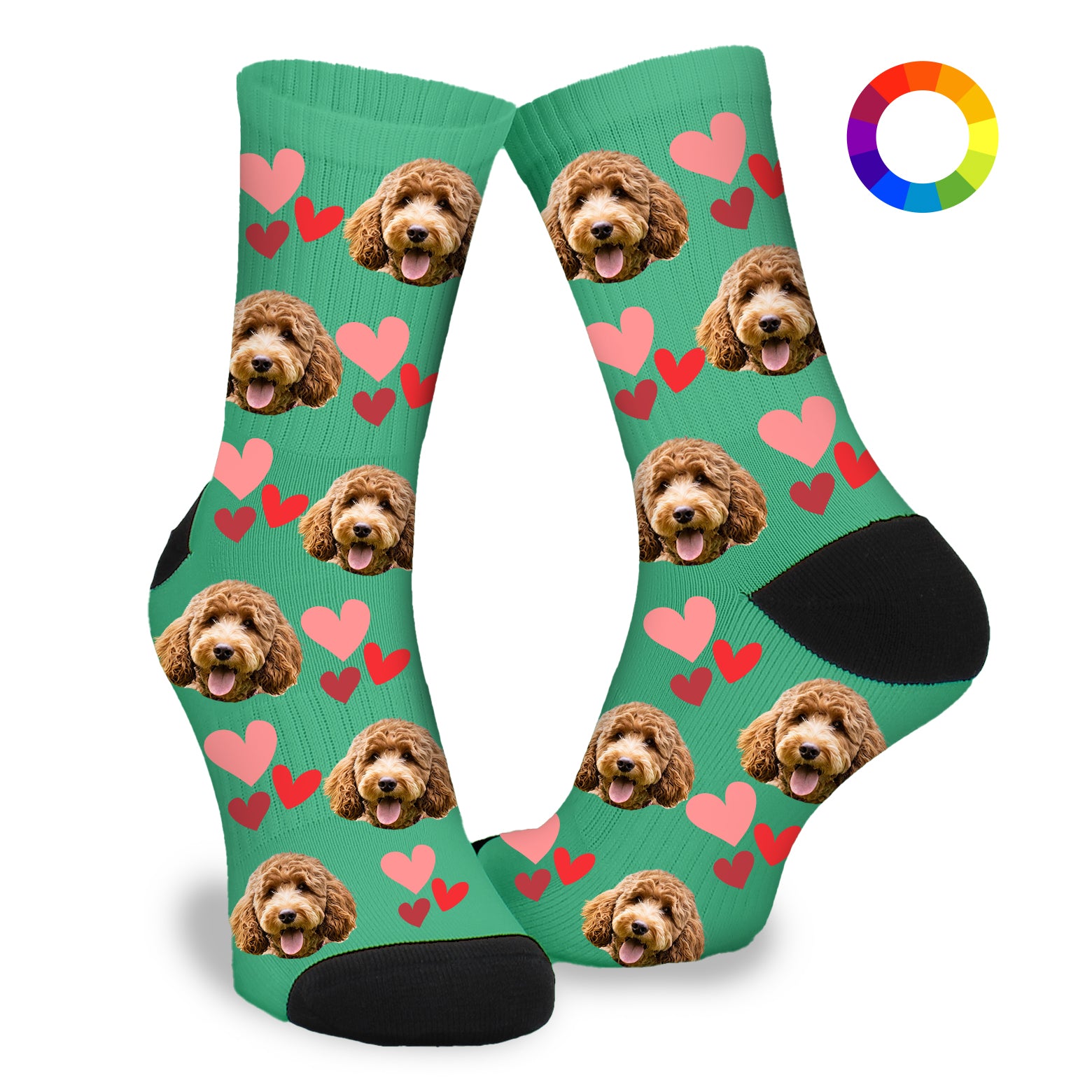 Gepersonaliseerde Sokken met eigen foto | Hond | Hartjes - Funnysokken.nl