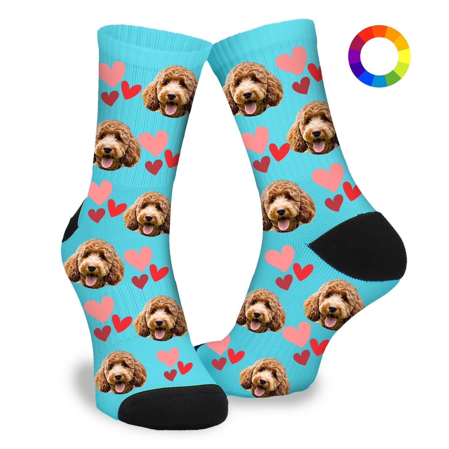 Gepersonaliseerde Sokken met eigen foto | Hond | Hartjes - Funnysokken.nl