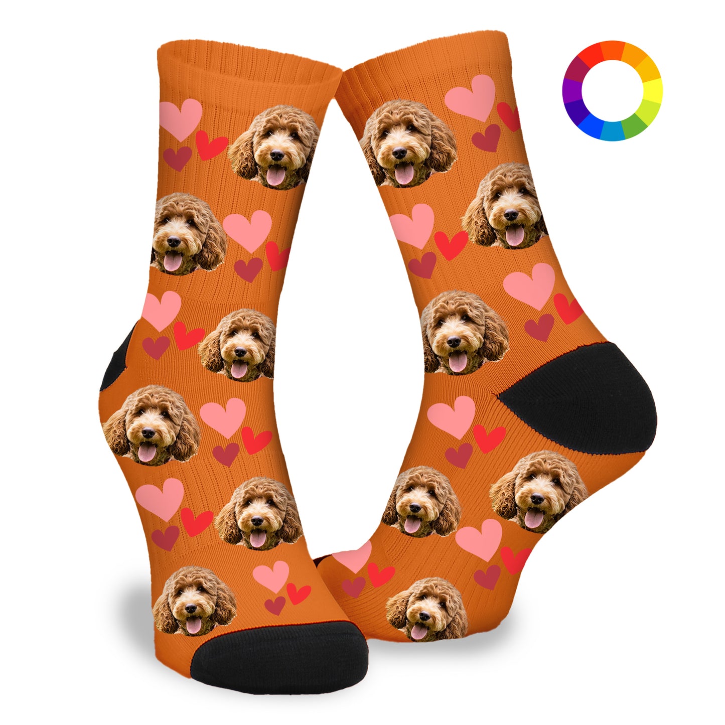 Gepersonaliseerde Sokken met eigen foto | Hond | Hartjes - Funnysokken.nl