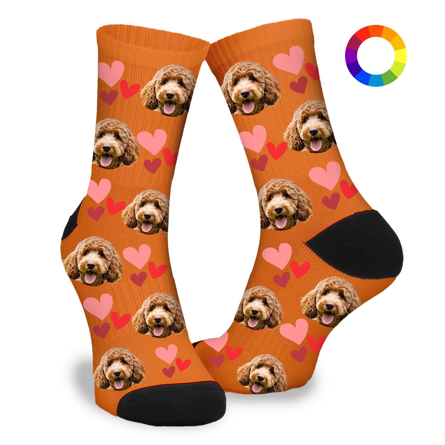 Gepersonaliseerde Sokken met eigen foto | Hond | Hartjes - Funnysokken.nl