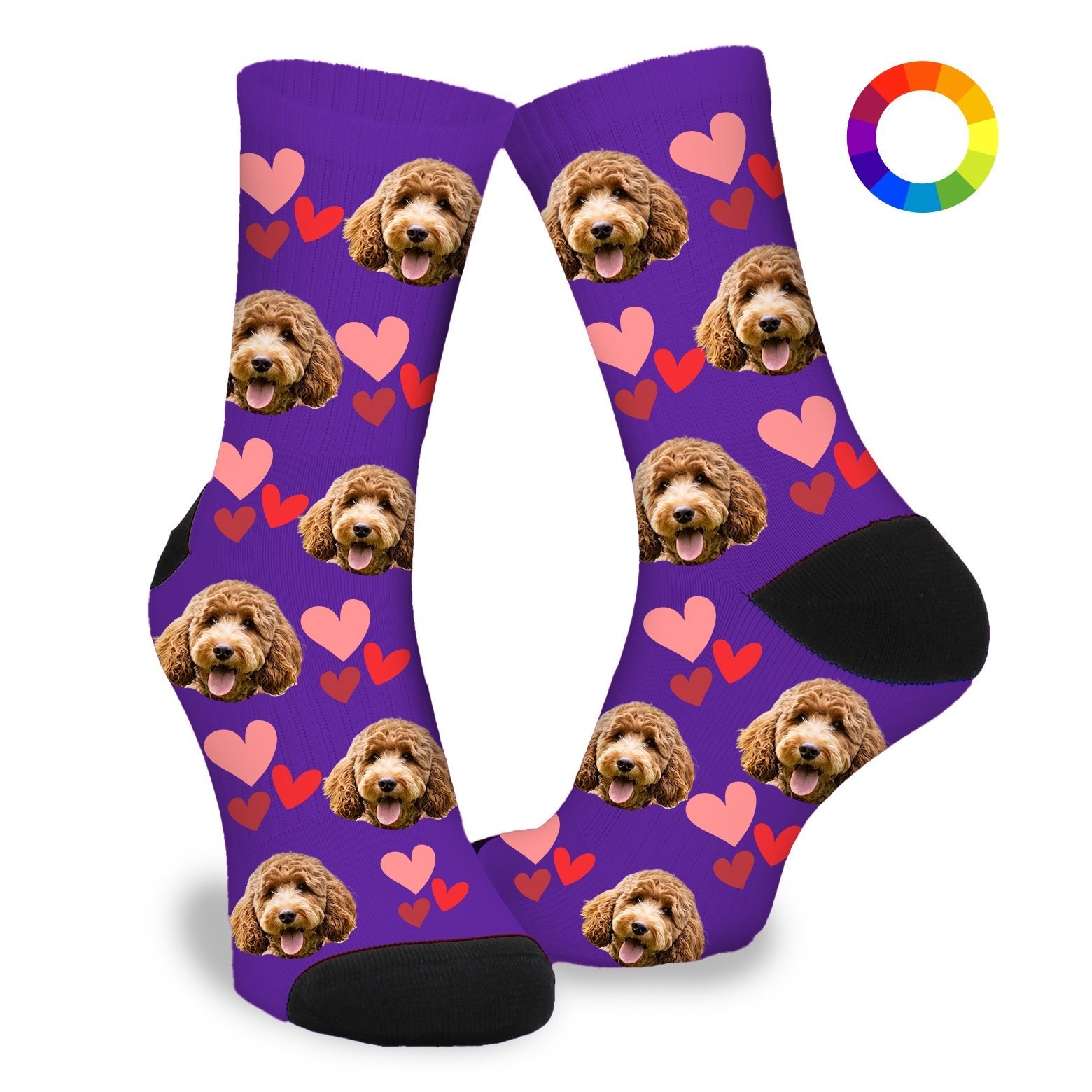 Gepersonaliseerde Sokken met eigen foto | Hond | Hartjes - Funnysokken.nl