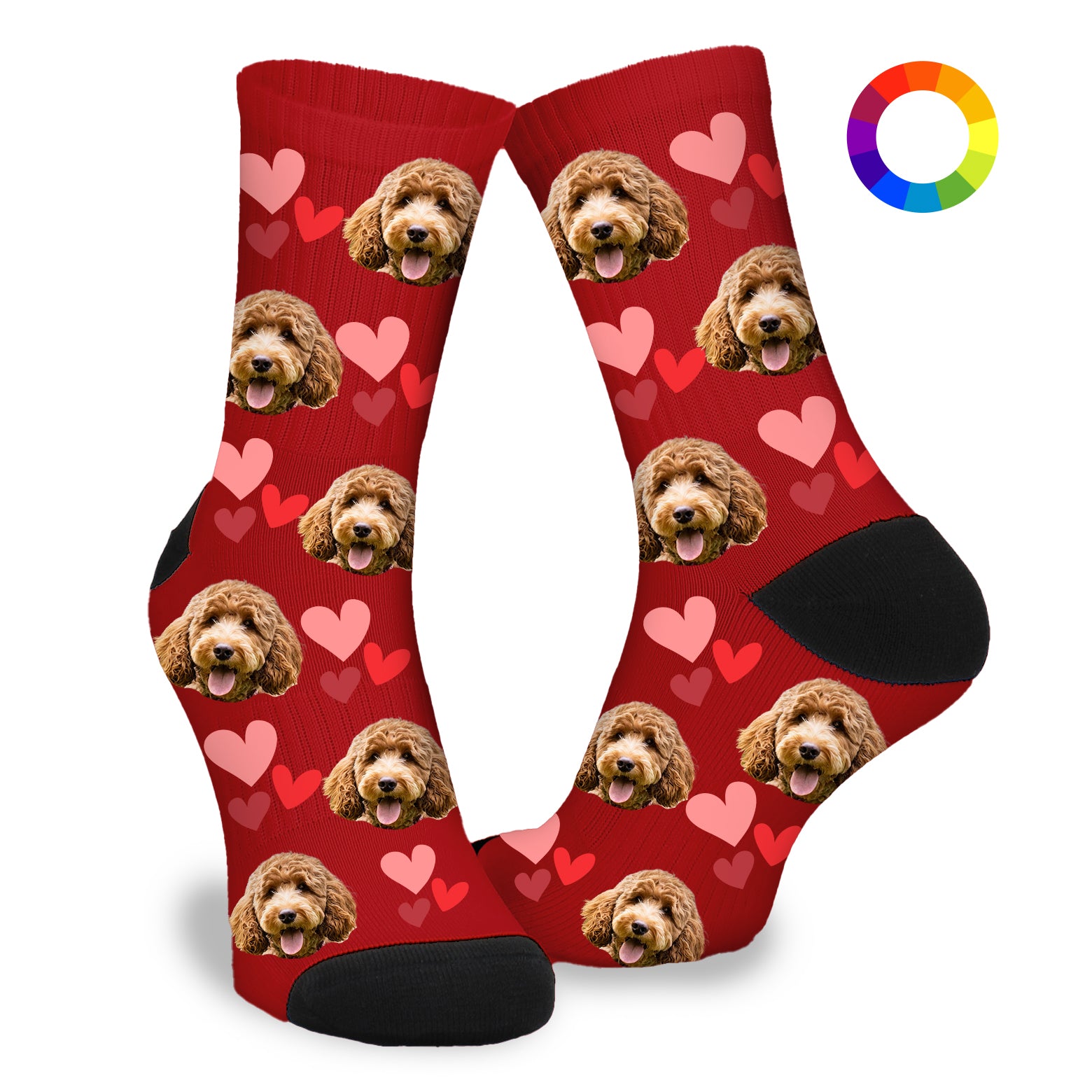 Gepersonaliseerde Sokken met eigen foto | Hond | Hartjes - Funnysokken.nl