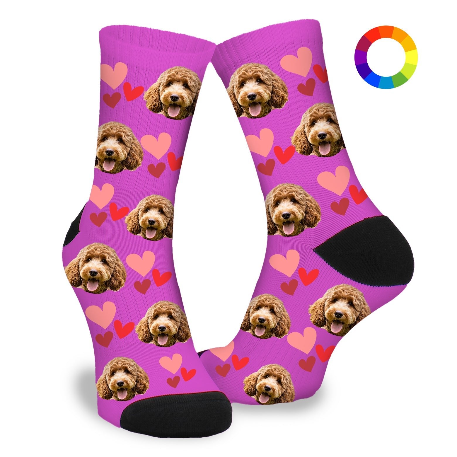 Gepersonaliseerde Sokken met eigen foto | Hond | Hartjes - Funnysokken.nl