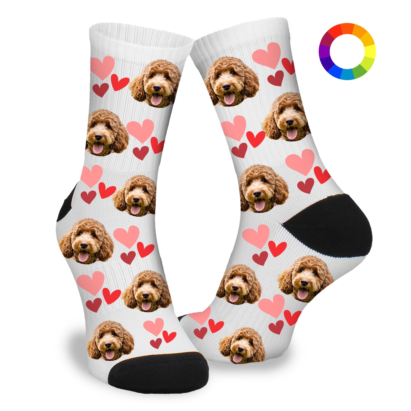 Gepersonaliseerde Sokken met eigen foto | Hond | Hartjes - Funnysokken.nl