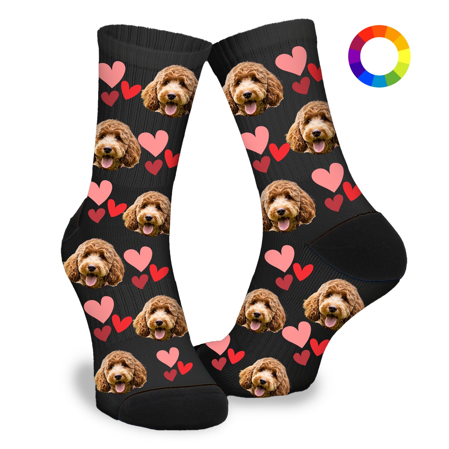 Gepersonaliseerde Sokken met eigen foto | Hond | Hartjes - Funnysokken.nl