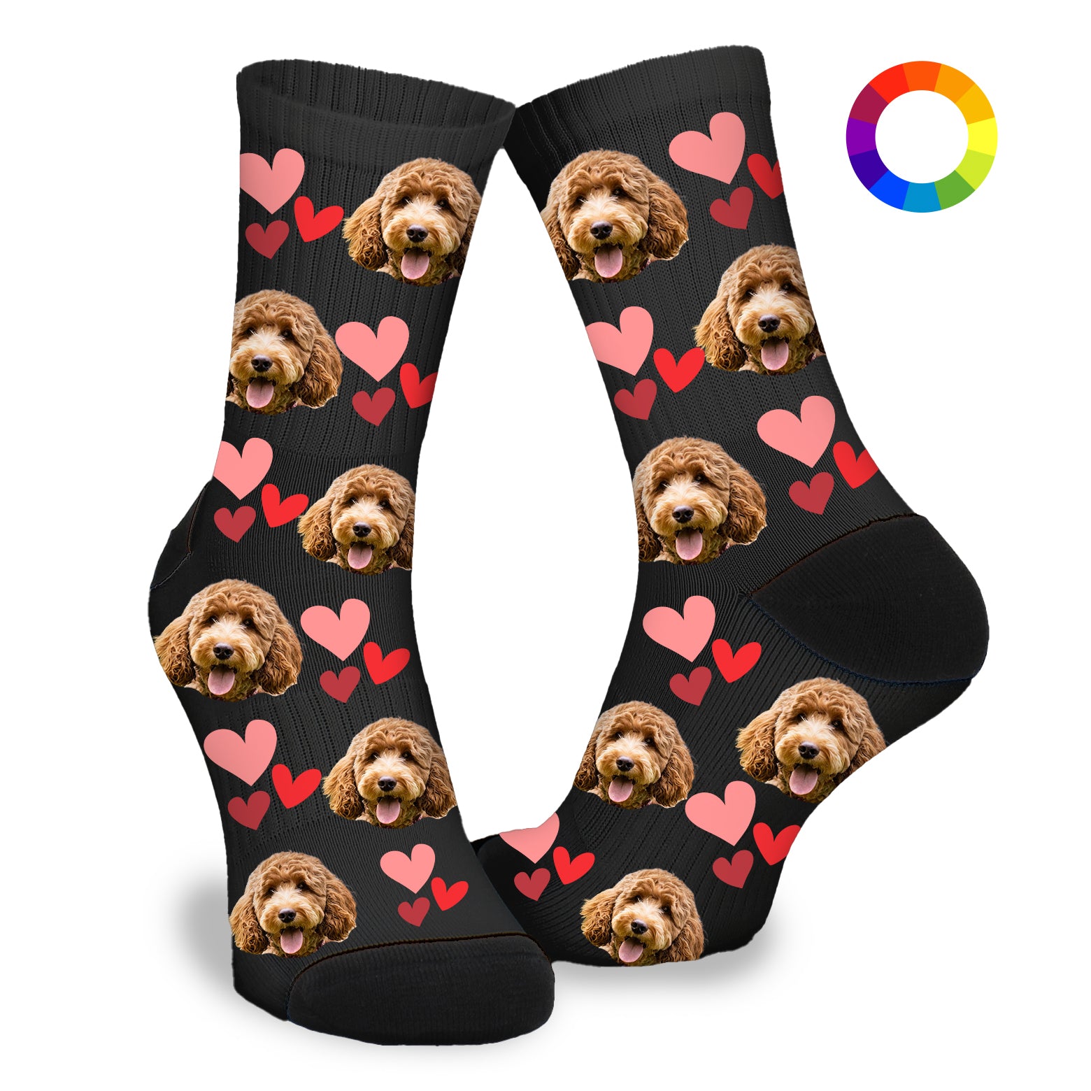 Gepersonaliseerde Sokken met eigen foto | Hond | Hartjes - Funnysokken.nl