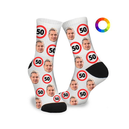 Gepersonaliseerde Sokken met foto | 50 jaar | Jubileum - Funnysokken.nl